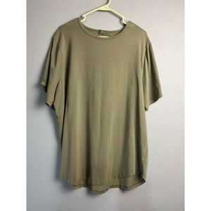 Nuuds Mens Relaxed Crewneck Short Sleeve T-Shirt Olive Green‎ Curved Hem Size L